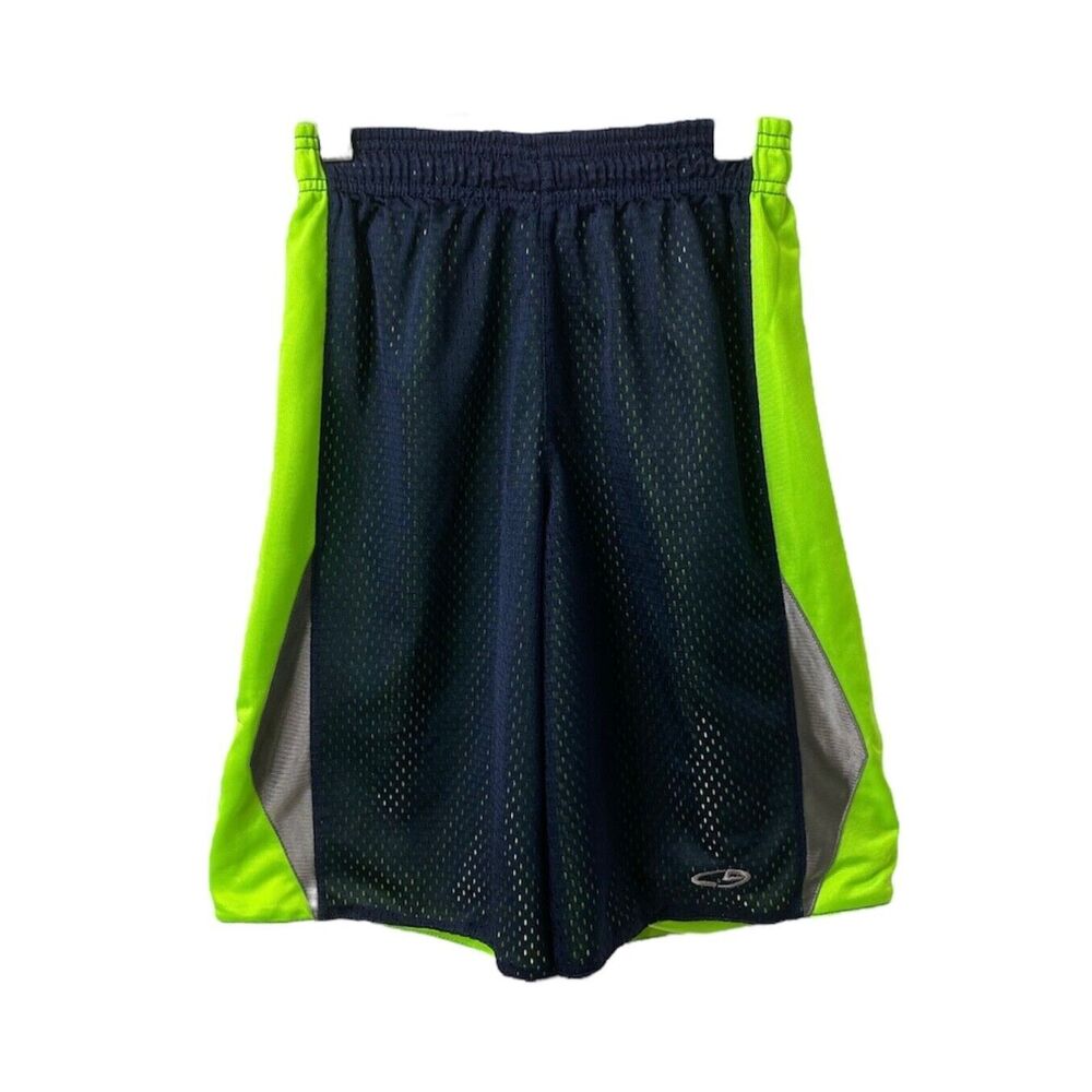 Boys Medium Mesh Shorts Champion Blue and Green Elastic Waist Athletic